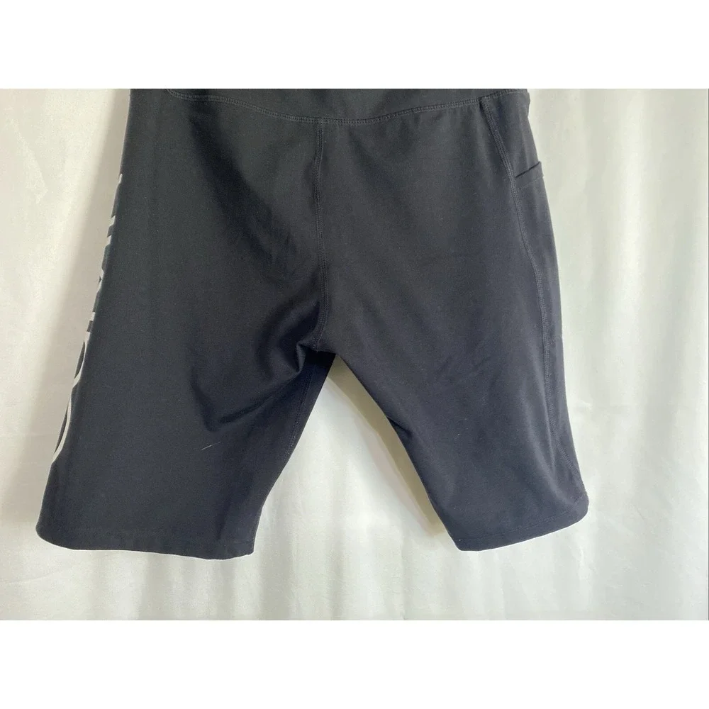 Calvin Klein Performance Womens Black Logo Biker Shorts High Waist Side Pocket L